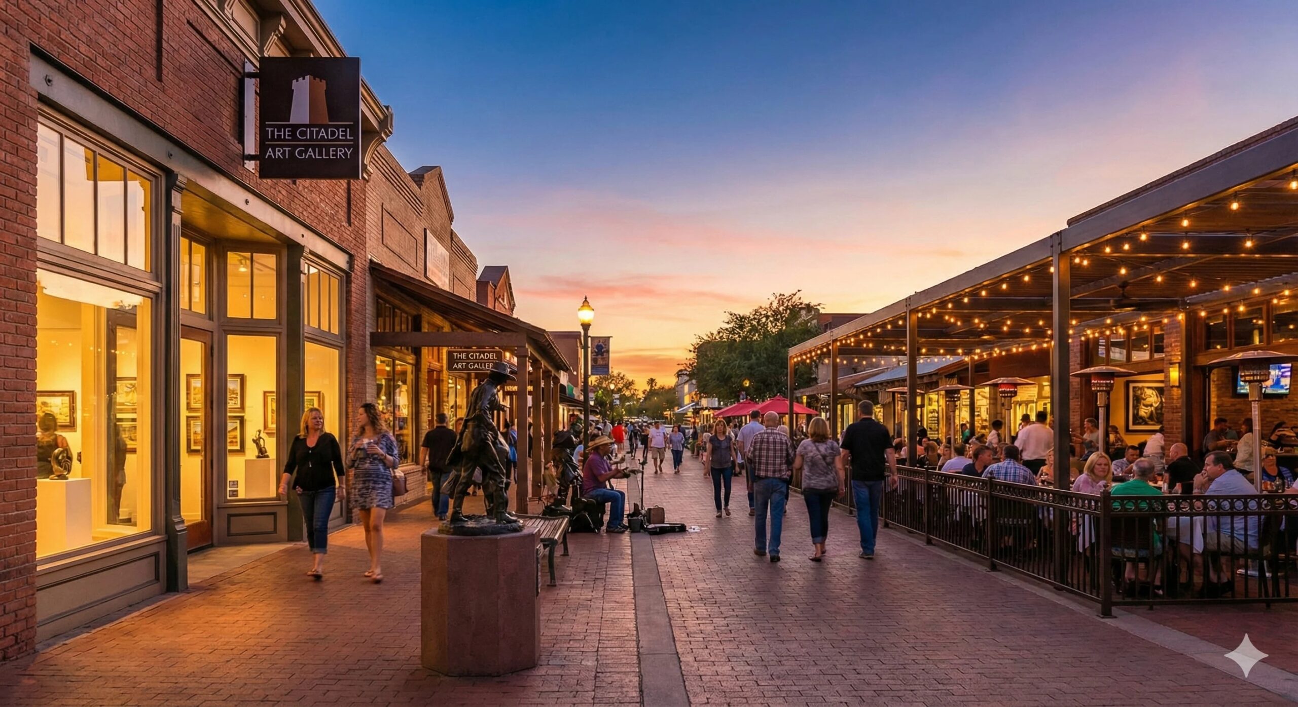 Old Town Scottsdale Arizona downtown entertainment district with restaurants galleries and walkable streets