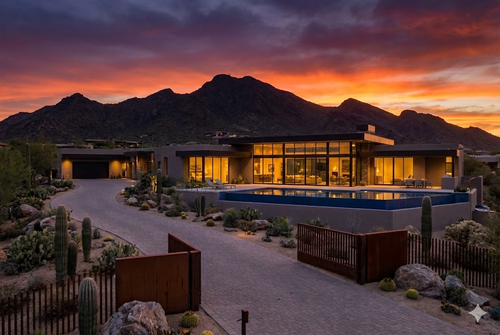 Cave Creek luxury homes for sale in Black Mountain Stagecoach Pass with panoramic desert views and modern architecture